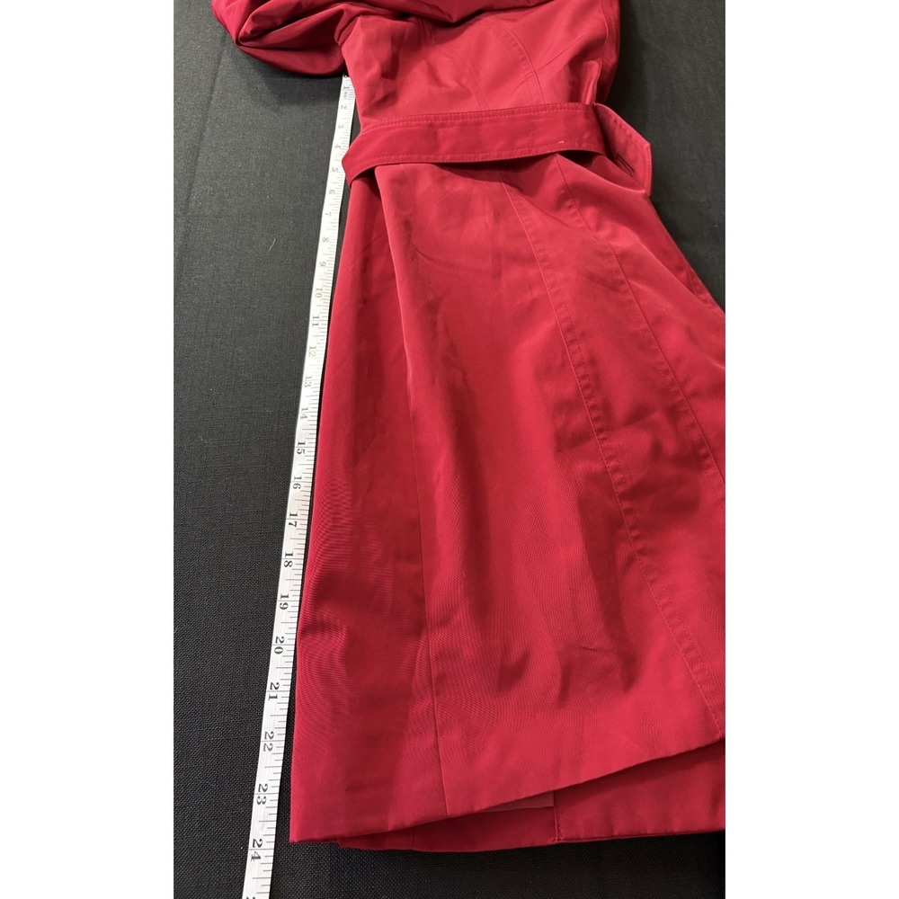 Classy Red Belted Classic City Chic Trench Coat London Fog Womens XS - Picture 13 of 14